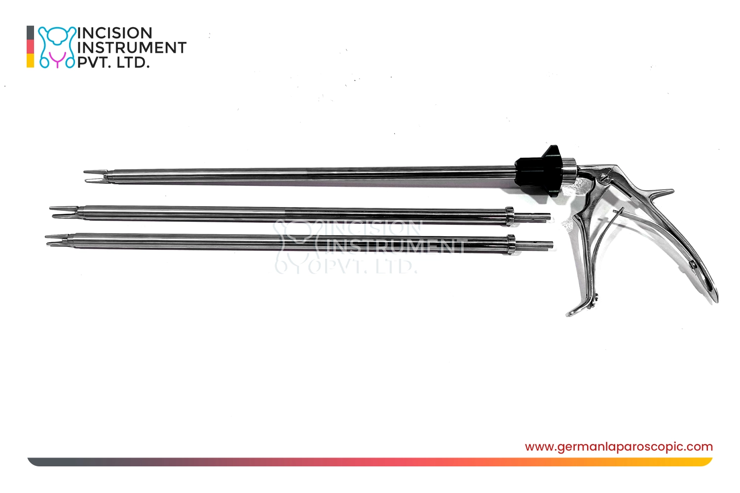 german laparoscopic clip applicator long rod double action 10mm x 330mm