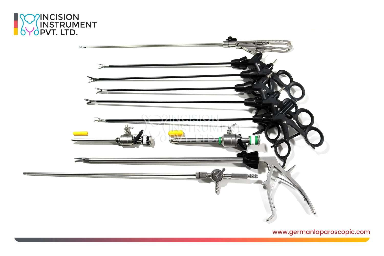10pcs german laparoscopic surgical instrument set 5mm x 330mm manufacturer and supplier mumbai india