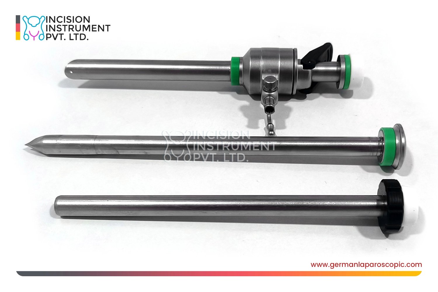 german laparoscopic trocar cannula 10mm x 110mm with metal reducer 10-5mm